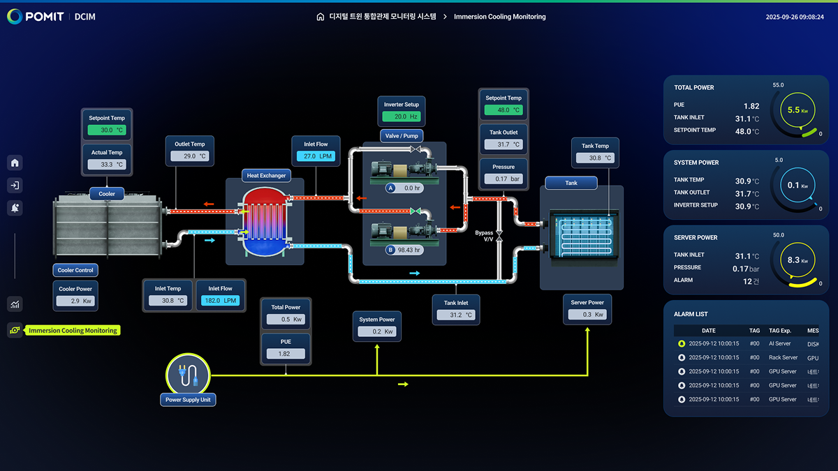 쿨링 모니터 연계 화면